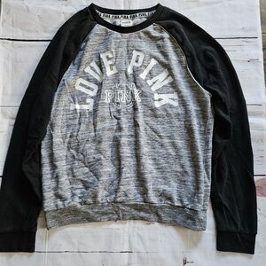 Pink Love Pink Women's Black and Grey Long Sleeve Jersey Top Size Medium